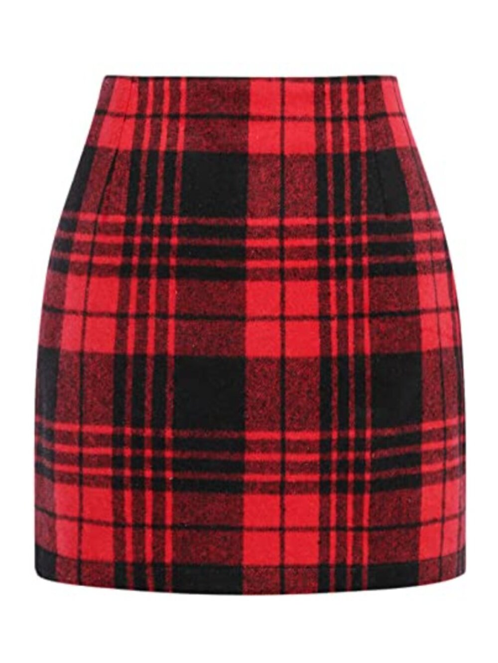 High Waist Plaid Bodycon Pencil Mini Skirt Wool